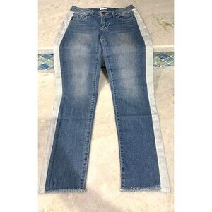 Ecru Style Kinney Light Vintage Jeans W/ Chambray Side Stripe Size 00